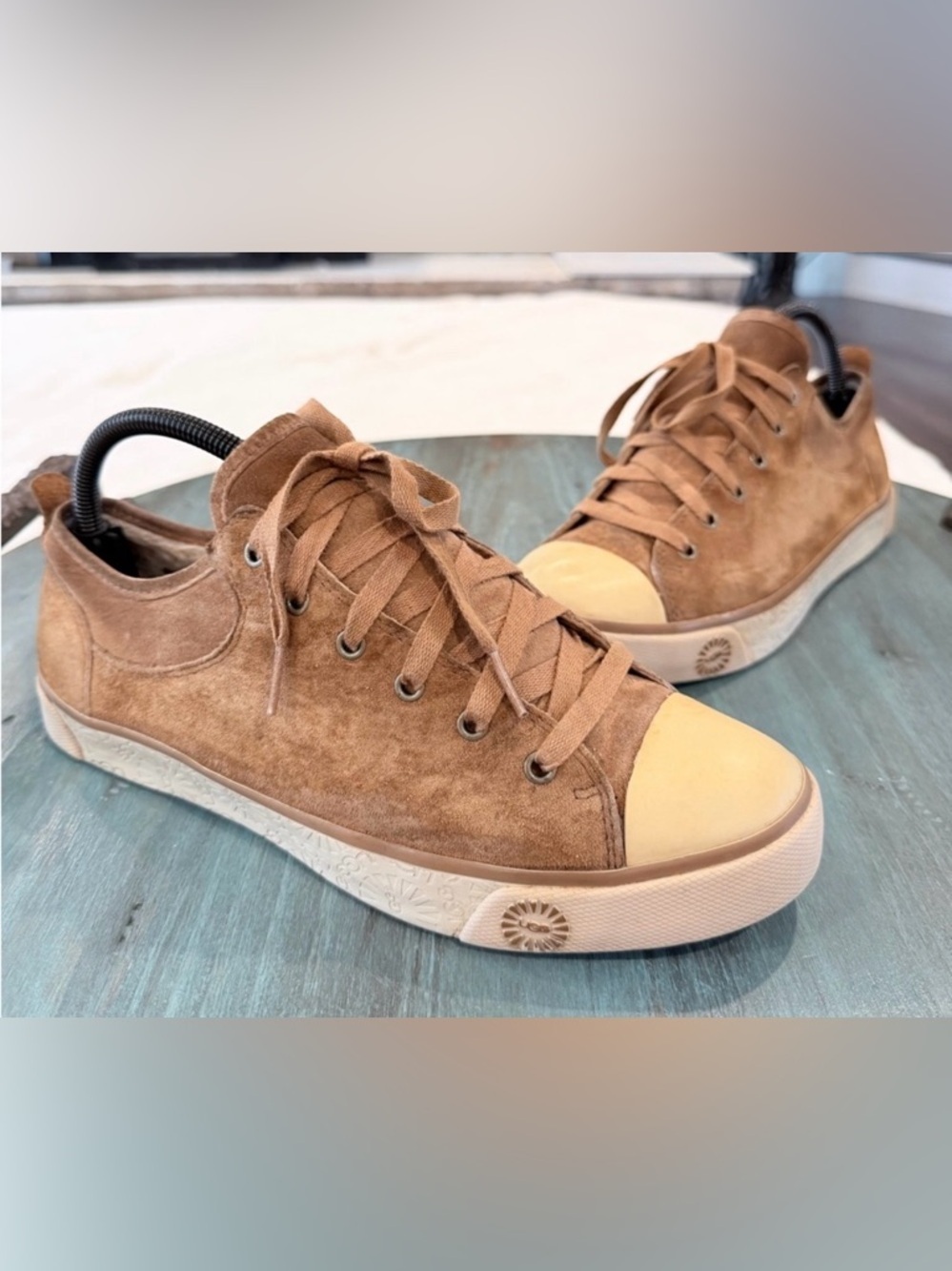 UGG Women's Suede Lace-Up Sneakers in Brown and Cream